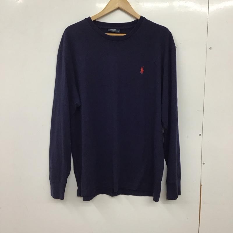 ポロバイラルフローレン Polo by RALPH LAUREN カットソー 長袖 長袖カットソー プリントカットソー クルーネック M ロゴ、文字 紺 / ネイビー / navy メンズ USED 古着 中古 10158139