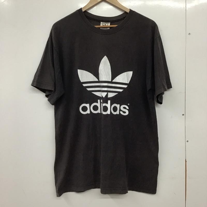 アディダス adidas Tシャツ 半袖 半袖カットソー プリントTシャツ クルーネックカットソー M ロゴ、文字 ダークグレー / ダークグレー / メンズ USED 古着 中古 10158140