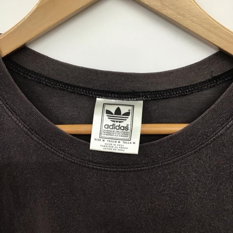 アディダス adidas Tシャツ 半袖 半袖カットソー プリントTシャツ クルーネックカットソー M ロゴ、文字 ダークグレー / ダークグレー / メンズ USED 古着 中古 10158140