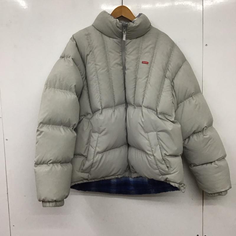 シュプリーム Supreme ジャケット、上着 ジャンパー、ブルゾン 22AW FlannelReversiblePufferJacket L ロゴ、文字 X チェック 灰 / グレー / gray メンズ USED 古着 中古 10158150