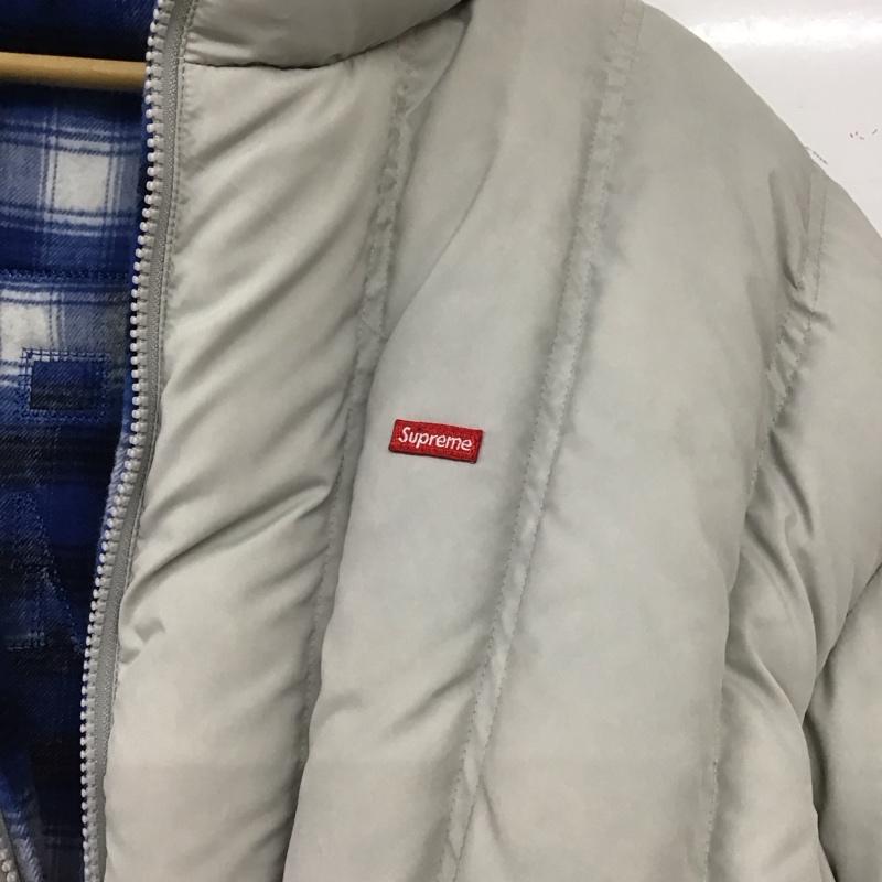 シュプリーム Supreme ジャケット、上着 ジャンパー、ブルゾン 22AW FlannelReversiblePufferJacket L ロゴ、文字 X チェック 灰 / グレー / gray メンズ USED 古着 中古 10158150