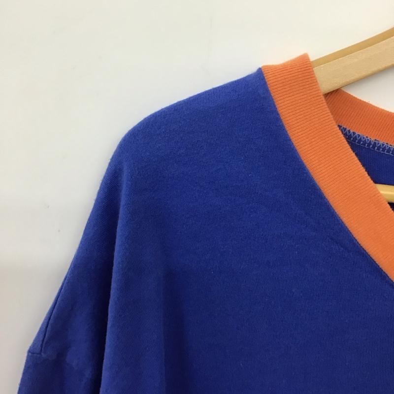 チャンピオン Campion Tシャツ 半袖 半袖カットソー プリントTシャツ Vネックカットソー XXL ロゴ、文字 青 / ブルー / blue メンズ USED 古着 中古 10158152