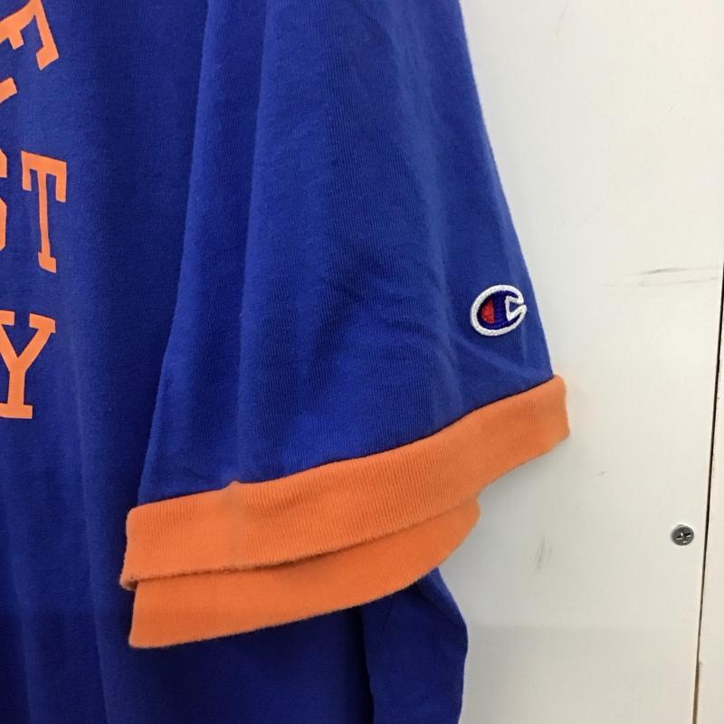 チャンピオン Campion Tシャツ 半袖 半袖カットソー プリントTシャツ Vネックカットソー XXL ロゴ、文字 青 / ブルー / blue メンズ USED 古着 中古 10158152