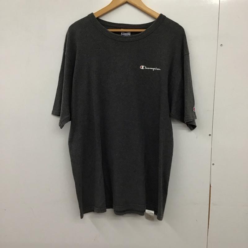チャンピオン Champion Tシャツ 半袖 半袖カットソー プリントTシャツ クルーネックカットソー L ロゴ、文字 ダークグレー / ダークグレー / メンズ USED 古着 中古 10158156