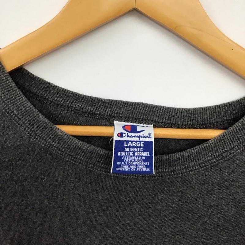 チャンピオン Champion Tシャツ 半袖 半袖カットソー プリントTシャツ クルーネックカットソー L ロゴ、文字 ダークグレー / ダークグレー / メンズ USED 古着 中古 10158156