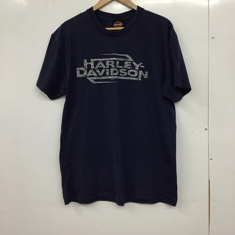 ハーレーダビッドソン Harley-Davidson Tシャツ 半袖 半袖カットソー プリントTシャツ クルーネックカットソー ロゴ、文字 紺 / ネイビー / navy メンズ USED 古着 中古 10158166