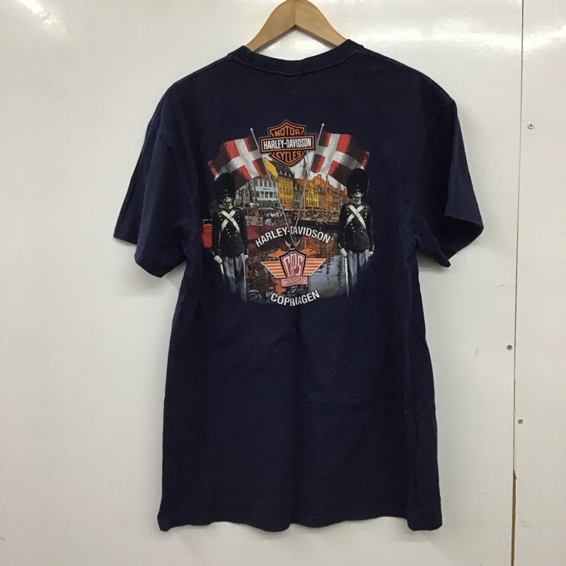 ハーレーダビッドソン Harley-Davidson Tシャツ 半袖 半袖カットソー プリントTシャツ クルーネックカットソー ロゴ、文字 紺 / ネイビー / navy メンズ USED 古着 中古 10158166