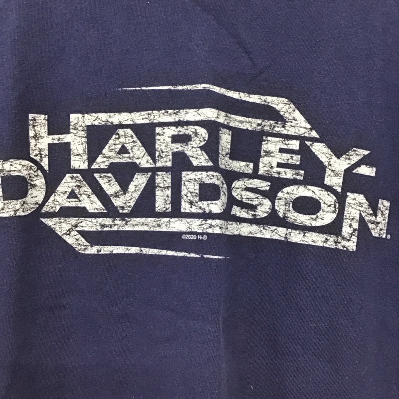 ハーレーダビッドソン Harley-Davidson Tシャツ 半袖 半袖カットソー プリントTシャツ クルーネックカットソー ロゴ、文字 紺 / ネイビー / navy メンズ USED 古着 中古 10158166