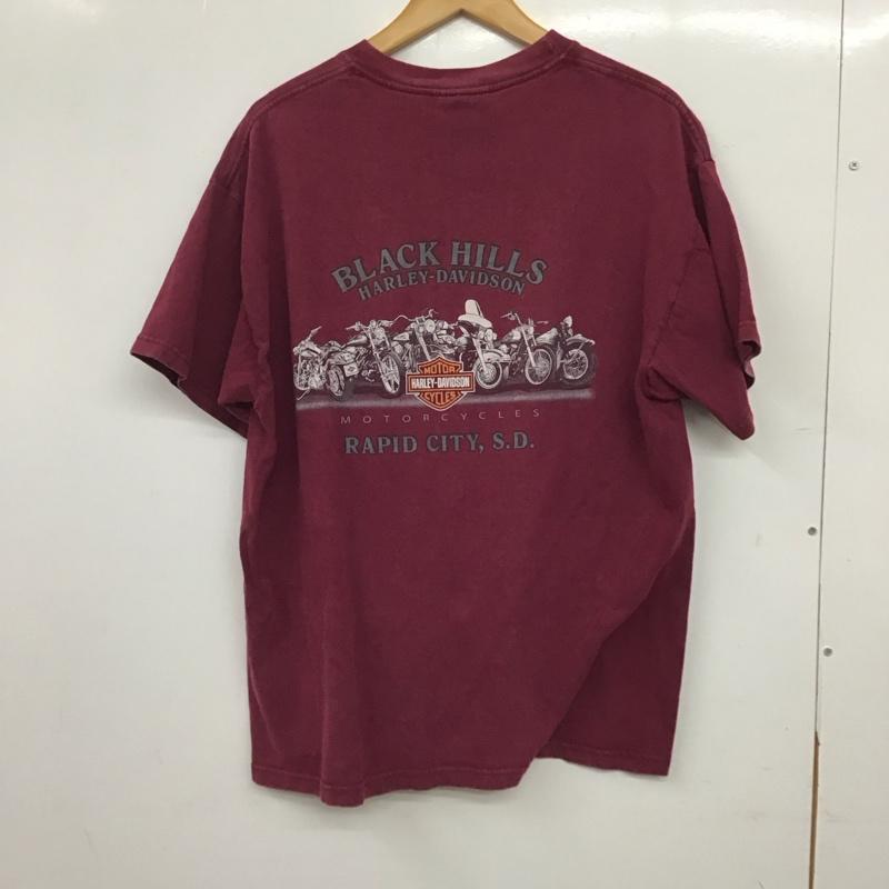 ハーレーダビッドソン Harley-Davidson Tシャツ 半袖 半袖カットソー プリントTシャツ クルーネックカットソー L ロゴ、文字 えんじ / ワインレッド / dark red メンズ USED 古着 中古 10158167