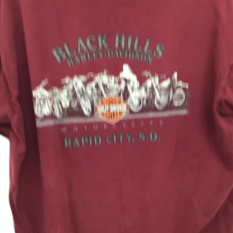 ハーレーダビッドソン Harley-Davidson Tシャツ 半袖 半袖カットソー プリントTシャツ クルーネックカットソー L ロゴ、文字 えんじ / ワインレッド / dark red メンズ USED 古着 中古 10158167
