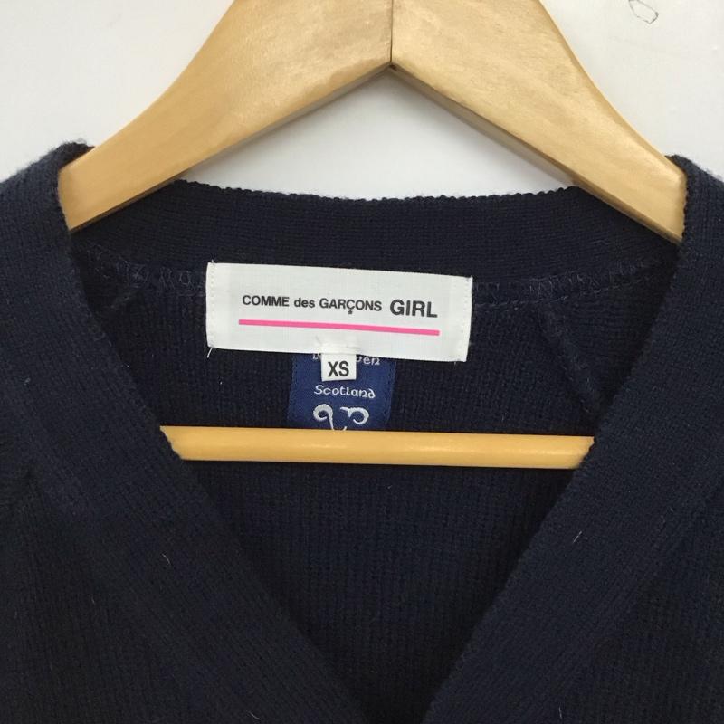 コムデギャルソンガール COMME des GARCONS GIRL カーディガン 長袖 NE-N002 LOCHNER OF SCOTLAND XS 無地 紺 / ネイビー / navy レディース USED 古着 中古 10158171