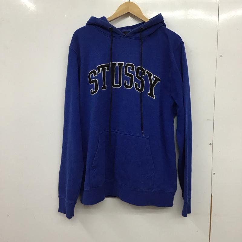 ステューシー STUSSY パーカー 長袖 長袖パーカー プルオーバーパーカー スウェット M ロゴ、文字 青 / ブルー / blue メンズ USED 古着 中古 10158179
