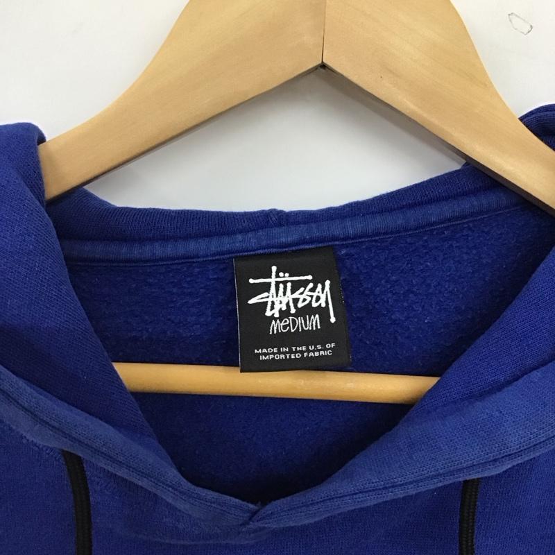 ステューシー STUSSY パーカー 長袖 長袖パーカー プルオーバーパーカー スウェット M ロゴ、文字 青 / ブルー / blue メンズ USED 古着 中古 10158179