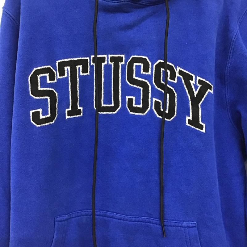 ステューシー STUSSY パーカー 長袖 長袖パーカー プルオーバーパーカー スウェット M ロゴ、文字 青 / ブルー / blue メンズ USED 古着 中古 10158179