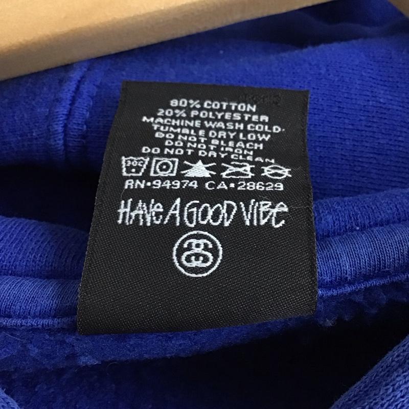 ステューシー STUSSY パーカー 長袖 長袖パーカー プルオーバーパーカー スウェット M ロゴ、文字 青 / ブルー / blue メンズ USED 古着 中古 10158179