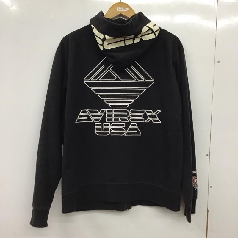 アヴィレックス AVIREX パーカー 長袖 長袖パーカー ジップアップパーカー スウェット L ロゴ、文字 ダークグレー / ダークグレー / メンズ USED 古着 中古 10158182