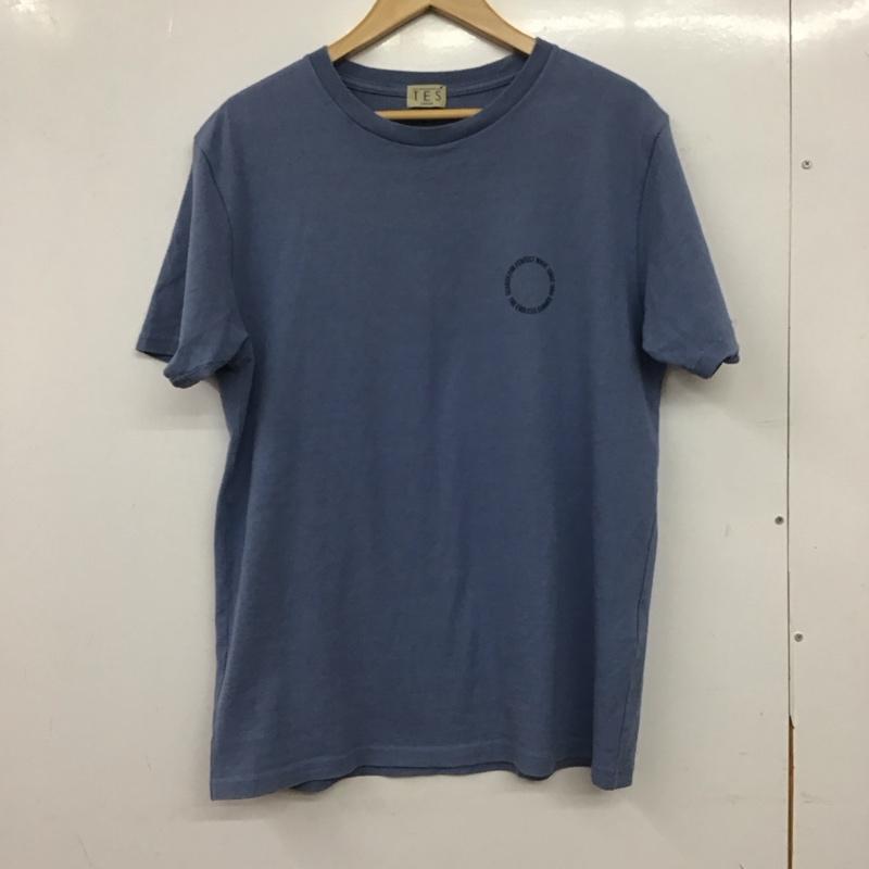 テス TES Tシャツ 半袖 半袖カットソー プリントTシャツ クルーネックカットソー L ロゴ、文字 水色 / ライトブルー / メンズ USED 古着 中古 10158186