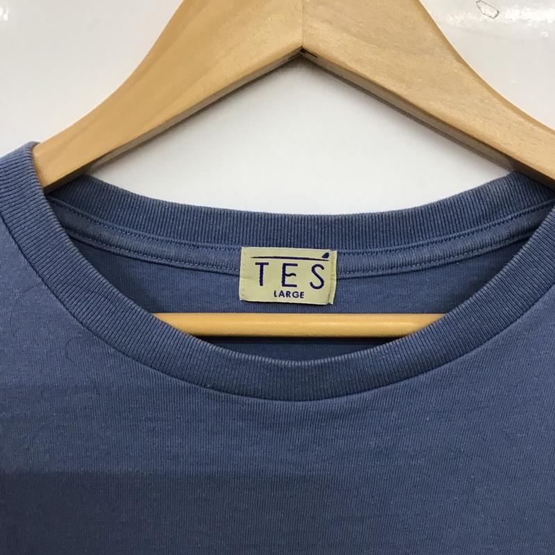テス TES Tシャツ 半袖 半袖カットソー プリントTシャツ クルーネックカットソー L ロゴ、文字 水色 / ライトブルー / メンズ USED 古着 中古 10158186