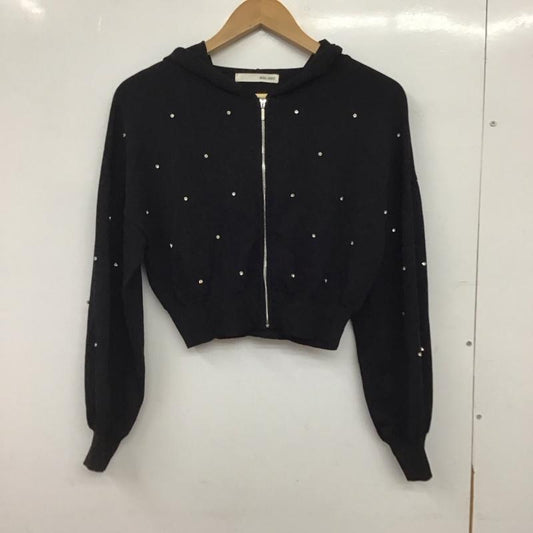 ロイヤルパーティー ROYAL PARTY パーカー 長袖 7443-633-5 ビジューニットパーカー FREE 無地 黒 / ブラック / black レディース USED 古着 中古 10158193
