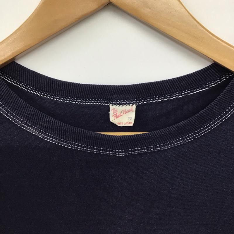 フラットヘッド FLATHEAD Tシャツ 半袖 半袖カットソー プリントTシャツ クルーネックカットソー 36 ロゴ、文字 紺 / ネイビー / navy メンズ USED 古着 中古 10158201