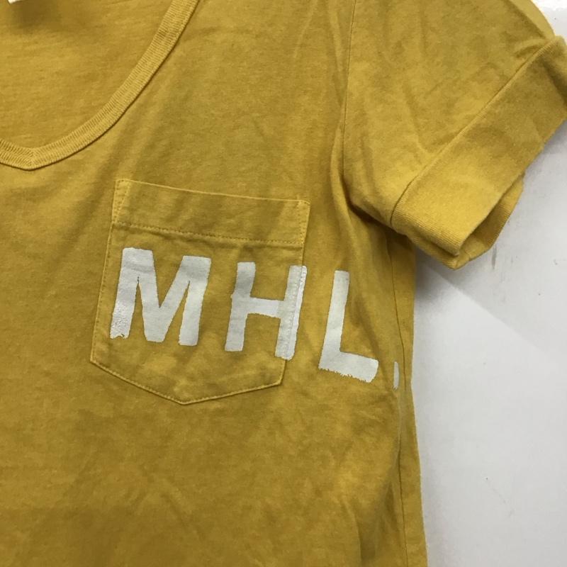 エムエイチエル MHL. カットソー 半袖 2 ロゴ、文字 X プリント 黄 / イエロー / yellow レディース USED 古着 中古 10158222