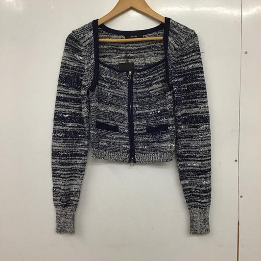 エモダ EMODA ニット、セーター 長袖 ツイードクロップジップニット 042512600301 タグ付 FREE  紺 / ネイビー / navy レディース USED 古着 中古 10158238