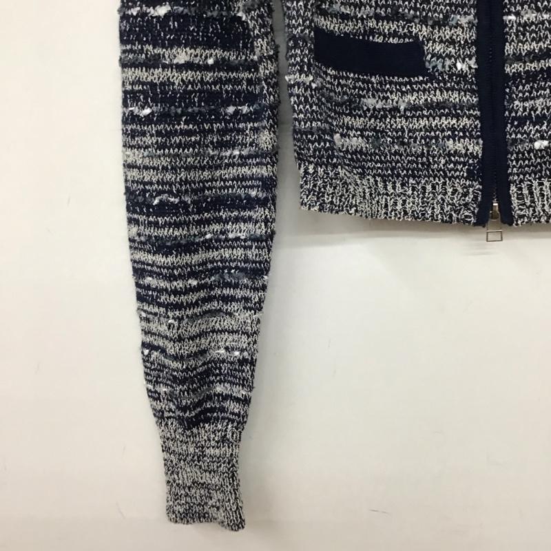 エモダ EMODA ニット、セーター 長袖 ツイードクロップジップニット 042512600301 タグ付 FREE  紺 / ネイビー / navy レディース USED 古着 中古 10158238
