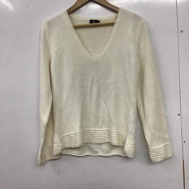 シーケーカルバンクライン CK CalvinKlein ニット、セーター 長袖 L 無地 白 / ホワイト / white レディース USED 古着 中古 10158242