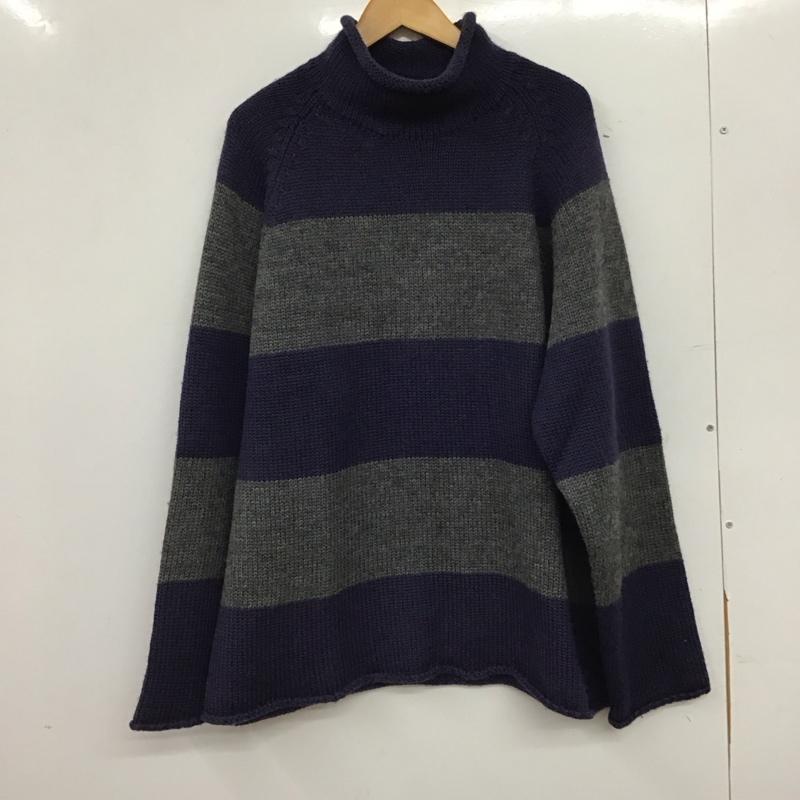 ジェイクルー J.CREW ニット、セーター 長袖 長袖ニットカットソー スタンドネック セーター XL ボーダー柄 灰 / グレー / gray X 紺 / ネイビー / navy メンズ USED 古着 中古 10158243
