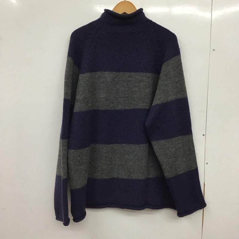 ジェイクルー J.CREW ニット、セーター 長袖 長袖ニットカットソー スタンドネック セーター XL ボーダー柄 灰 / グレー / gray X 紺 / ネイビー / navy メンズ USED 古着 中古 10158243
