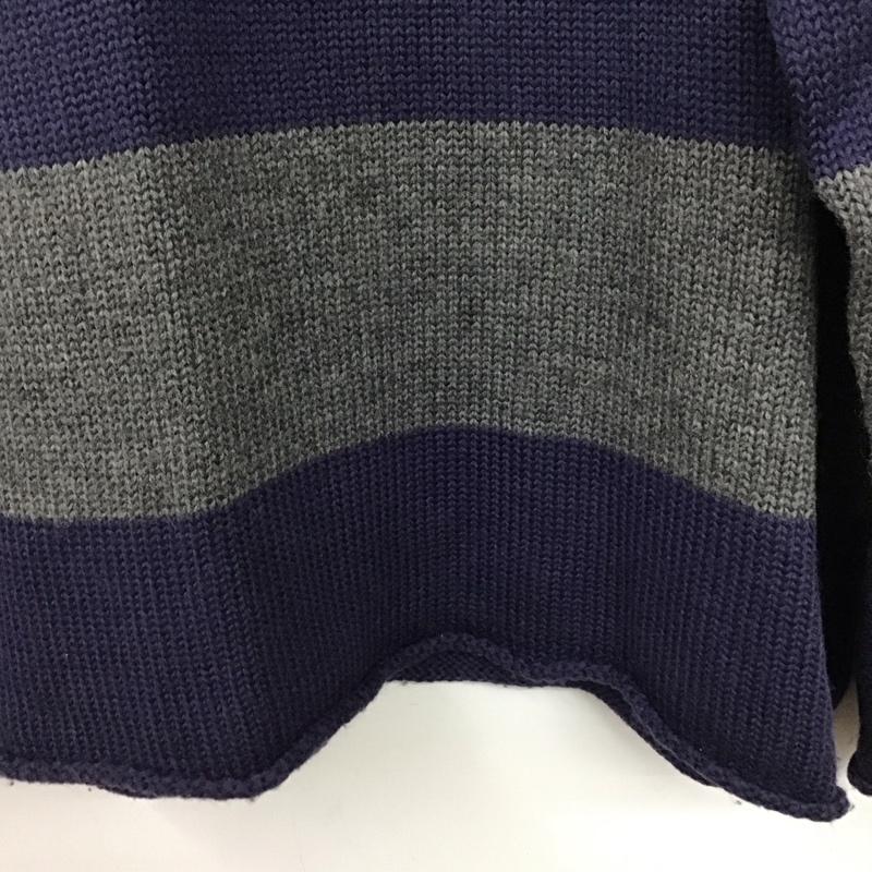 ジェイクルー J.CREW ニット、セーター 長袖 長袖ニットカットソー スタンドネック セーター XL ボーダー柄 灰 / グレー / gray X 紺 / ネイビー / navy メンズ USED 古着 中古 10158243