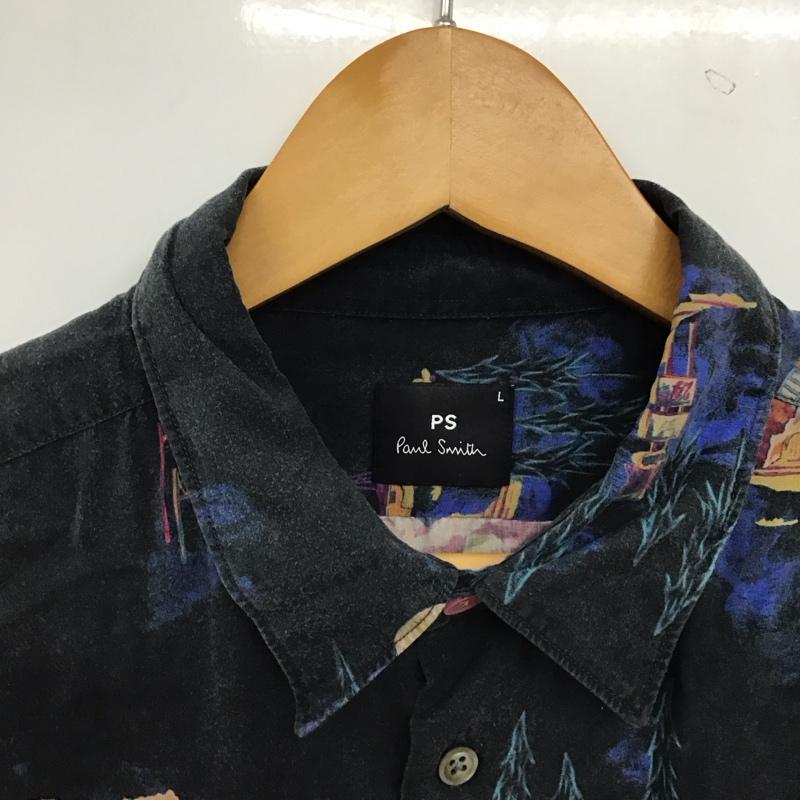 ポールスミス Paul Smith シャツ、ブラウス 長袖 長袖シャツ プリントシャツ カラーシャツ L プリント ダークグレー / ダークグレー / メンズ USED 古着 中古 10158260