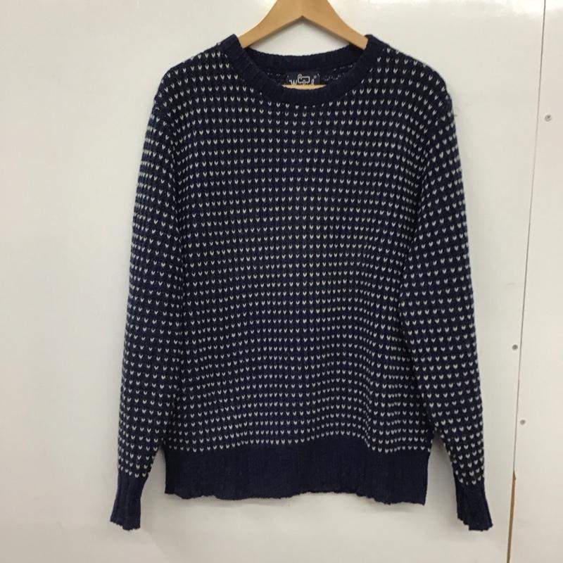 ウールリッチ WOOLRICH ニット、セーター 長袖 長袖ニットカットソー クルーネック セーター M 総柄 紺 / ネイビー / navy メンズ USED 古着 中古 10158266