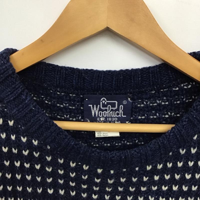ウールリッチ WOOLRICH ニット、セーター 長袖 長袖ニットカットソー クルーネック セーター M 総柄 紺 / ネイビー / navy メンズ USED 古着 中古 10158266