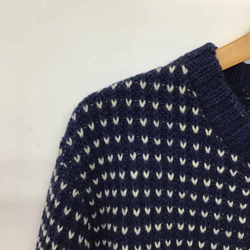 ウールリッチ WOOLRICH ニット、セーター 長袖 長袖ニットカットソー クルーネック セーター M 総柄 紺 / ネイビー / navy メンズ USED 古着 中古 10158266