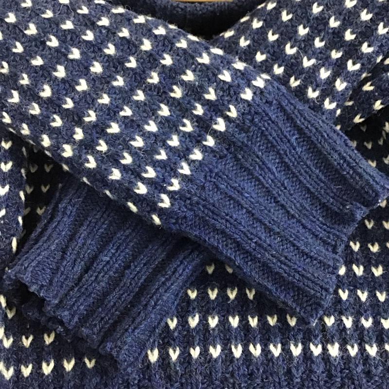 ウールリッチ WOOLRICH ニット、セーター 長袖 長袖ニットカットソー クルーネック セーター M 総柄 紺 / ネイビー / navy メンズ USED 古着 中古 10158266