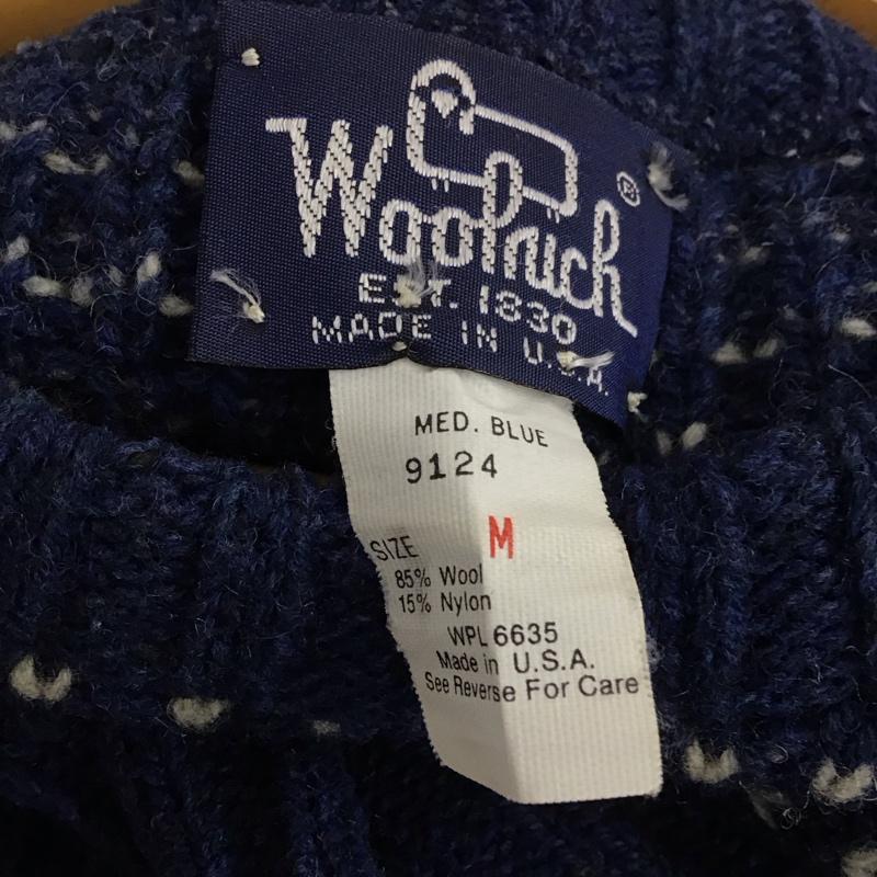 ウールリッチ WOOLRICH ニット、セーター 長袖 長袖ニットカットソー クルーネック セーター M 総柄 紺 / ネイビー / navy メンズ USED 古着 中古 10158266