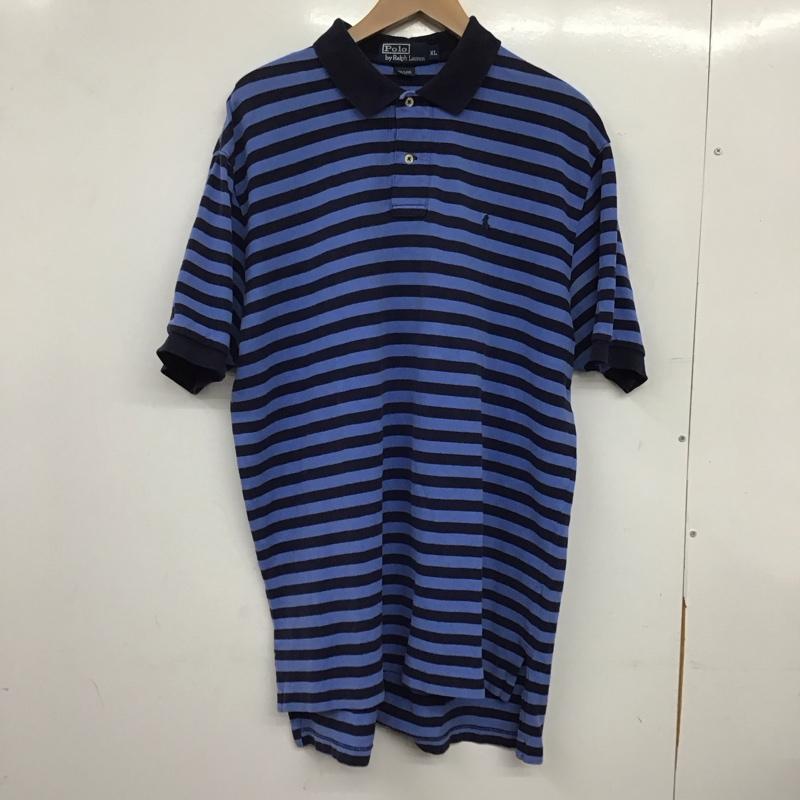 ポロバイラルフローレン Polo by RALPH LAUREN ポロシャツ 半袖 半袖ポロシャツ カラーシャツ 半袖カットソー XL ボーダー柄 青 / ブルー / blue X 紺 / ネイビー / navy メンズ USED 古着 中古 10158284
