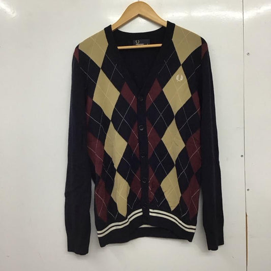 フレッドペリー FRED PERRY カーディガン 長袖 長袖カーディガンニット フロントボタン M ロゴ、文字 X チェック マルチカラー / マルチカラー / multicolor メンズ USED 古着 中古 10158285