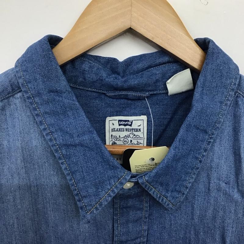 リーバイス Levi s シャツ、ブラウス 半袖 半袖シャツ デニムシャツ XL 無地 インディゴ / インディゴ / Indigo メンズ USED 古着 中古 10158291