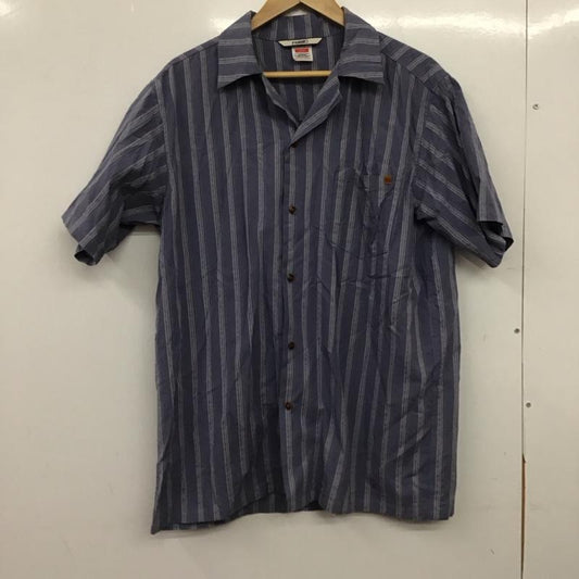 ロイヤル roial シャツ、ブラウス 半袖 半袖シャツ ストライプシャツ L ストライプ 水色 / ライトブルー / メンズ USED 古着 中古 10158292
