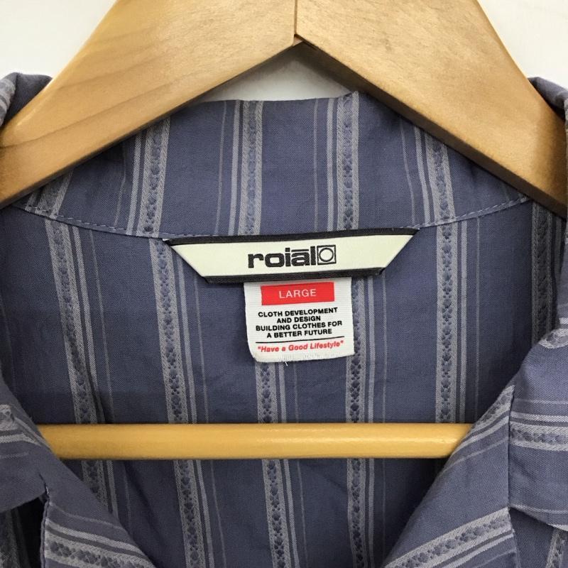 ロイヤル roial シャツ、ブラウス 半袖 半袖シャツ ストライプシャツ L ストライプ 水色 / ライトブルー / メンズ USED 古着 中古 10158292
