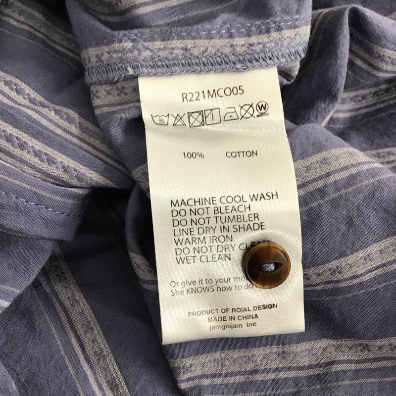 ロイヤル roial シャツ、ブラウス 半袖 半袖シャツ ストライプシャツ L ストライプ 水色 / ライトブルー / メンズ USED 古着 中古 10158292