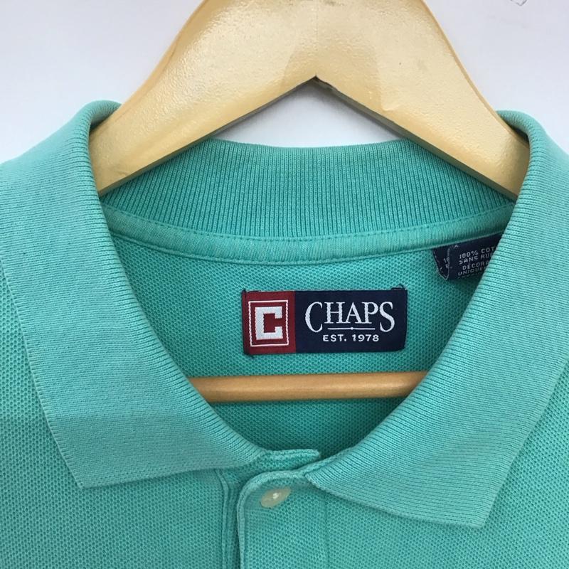 チャップス CHAPS ポロシャツ 半袖 半袖ポロシャツ カラーシャツ 半袖カットソー XL ロゴ、文字 薄緑 / ライトグリーン / メンズ USED 古着 中古 10158301