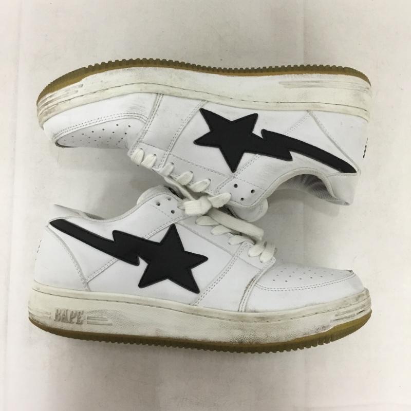 アベイシングエイプ A BATHING APE スニーカー スニーカー BAPE 27.5cm ローカット 27.5cm ロゴ、文字 白 / ホワイト / white X 黒 / ブラック / black メンズ USED 古着 中古 10158308