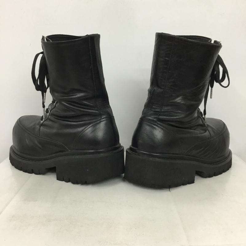 古着 USED ブーツ 一般 unconscious ボリュームブーツ サイドファスナー レースアップ 42 インソール 無地 黒 / ブラック / black メンズ USED 古着 中古 10158329