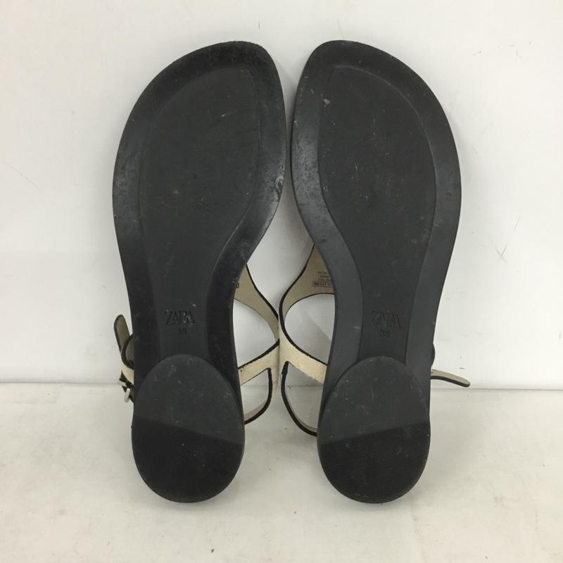 ザラ ZARA サンダル サンダル 2619 510 107 トングサンダル 38 無地 黒 / ブラック / black X ベージュ / ベージュ / beige レディース USED 古着 中古 10158336