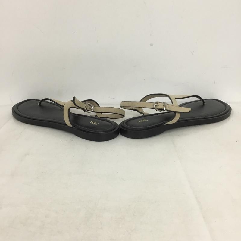 ザラ ZARA サンダル サンダル 2619 510 107 トングサンダル 38 無地 黒 / ブラック / black X ベージュ / ベージュ / beige レディース USED 古着 中古 10158336