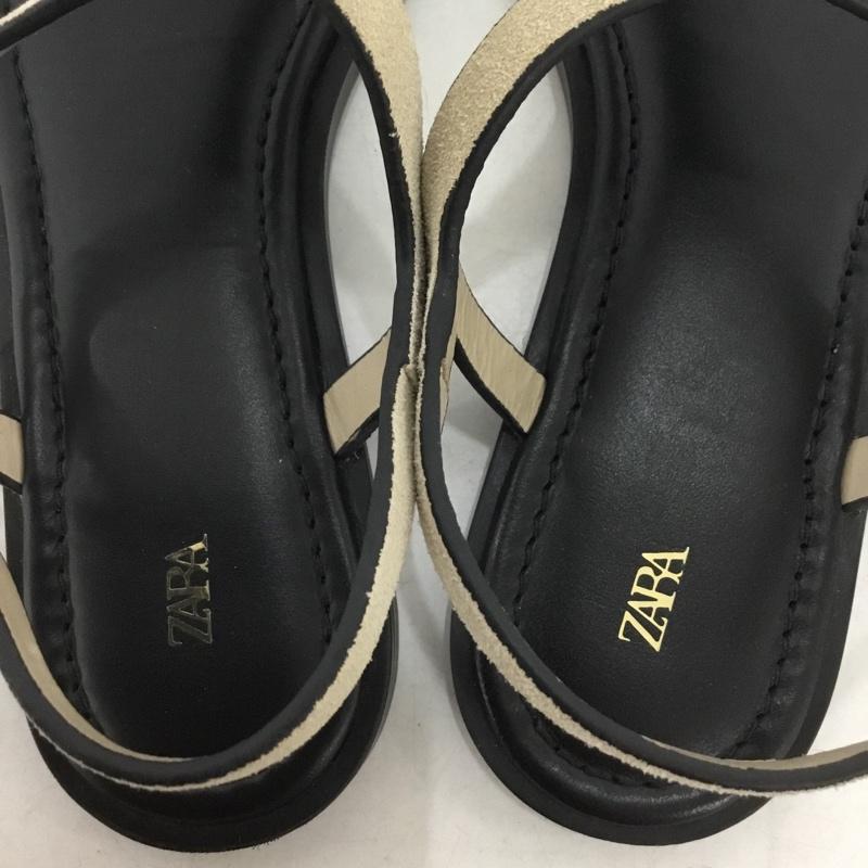 ザラ ZARA サンダル サンダル 2619 510 107 トングサンダル 38 無地 黒 / ブラック / black X ベージュ / ベージュ / beige レディース USED 古着 中古 10158336