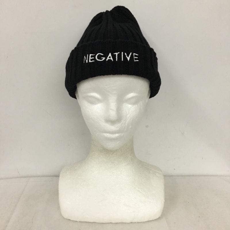 ネガティブ デニム NEGATIVE DENIM 帽子 ニット帽 コットン 日本製 ビーニー FREE ロゴ、文字 黒 / ブラック / black メンズ USED 古着 中古 10158345
